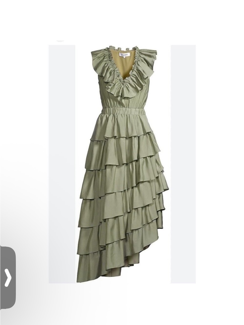 Elliatt Sage Green Ruffled High-Low Tiered Dress